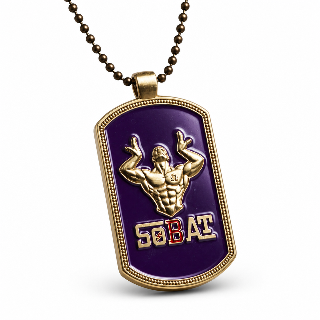 Omega Psi Phi Fraternity Dog Tag Necklace – Sons of Blood and Thunder (SOBAT) Pendant