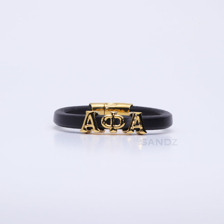 Alpha Phi Alpha Men's Prophyte 2.0 - Black leather bracelet  by SANDZ