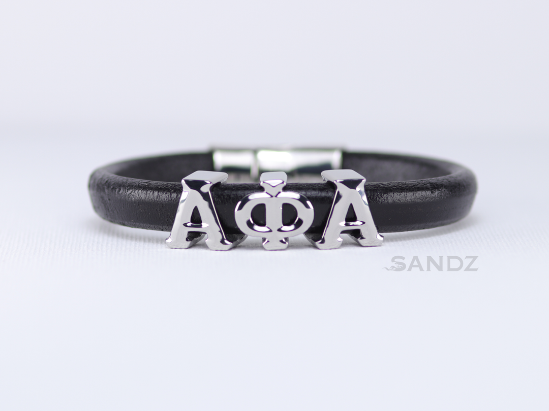 Alpha Phi Alpha Men's Prophyte 2.0 - Black leather bracelet  by SANDZ