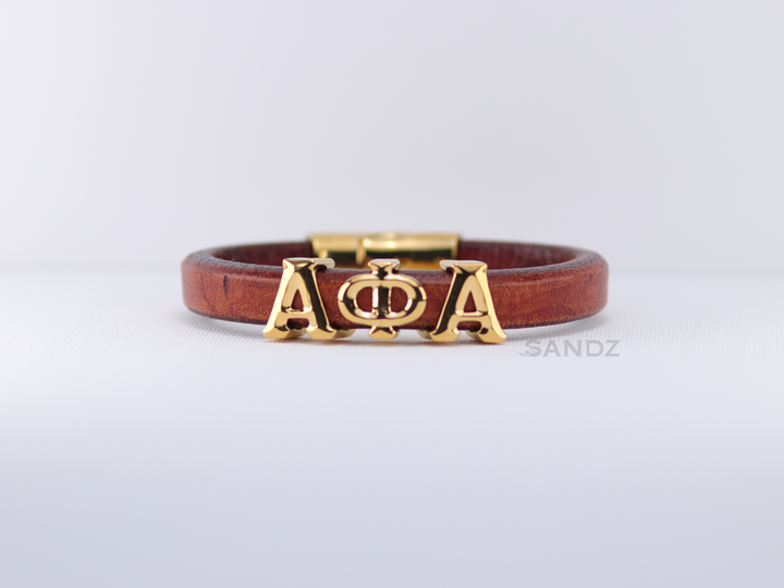 Alpha Phi Alpha Men's Prophyte 2.0 - Tobacco leather bracelet by SANDZ