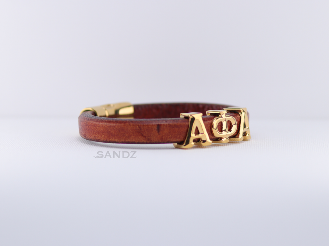 Alpha Phi Alpha Men's Prophyte 2.0 - Tobacco leather bracelet by SANDZ