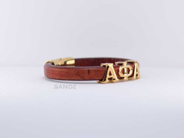 Alpha Phi Alpha Men's Prophyte 2.0 - Tobacco leather bracelet by SANDZ