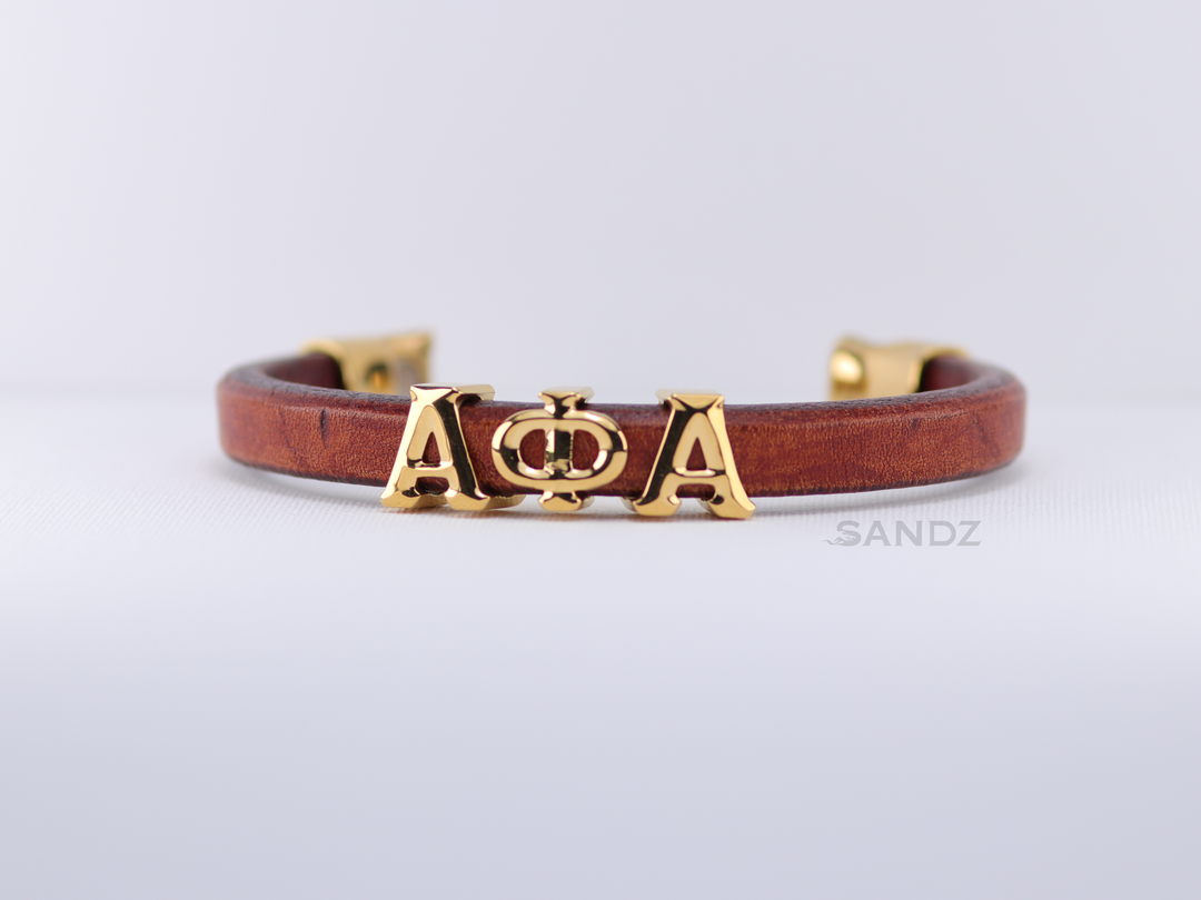 Alpha Phi Alpha Men's Prophyte 2.0 - Tobacco leather bracelet by SANDZ