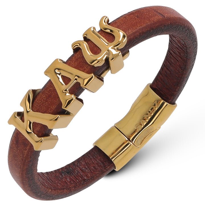 Kappa Alpha Psi Men's Prophyte 2.0 - Tobacco color leather bracelet by SANDZ
