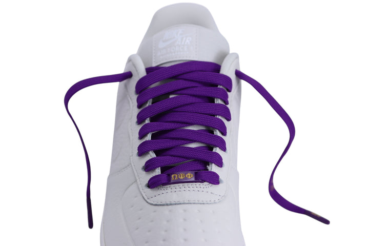 Omega Psi Phi Purple shoelaces with fraternity FIETTS moto| w/ lace locks