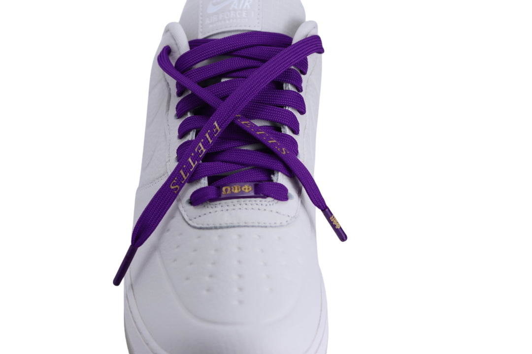 Omega Psi Phi Purple shoelaces with fraternity FIETTS moto| w/ lace locks