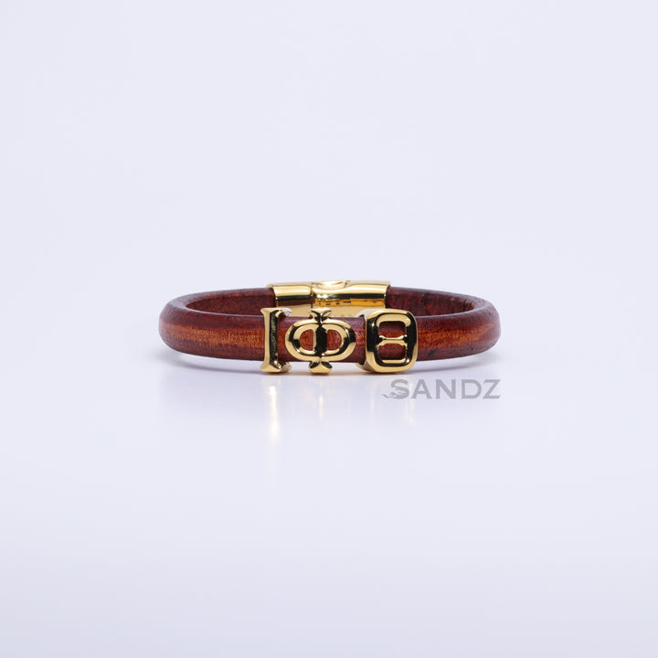 Iota Phi Theta Men's Prophtye 2.0 - Tobacco leather bracelet by SANDZ