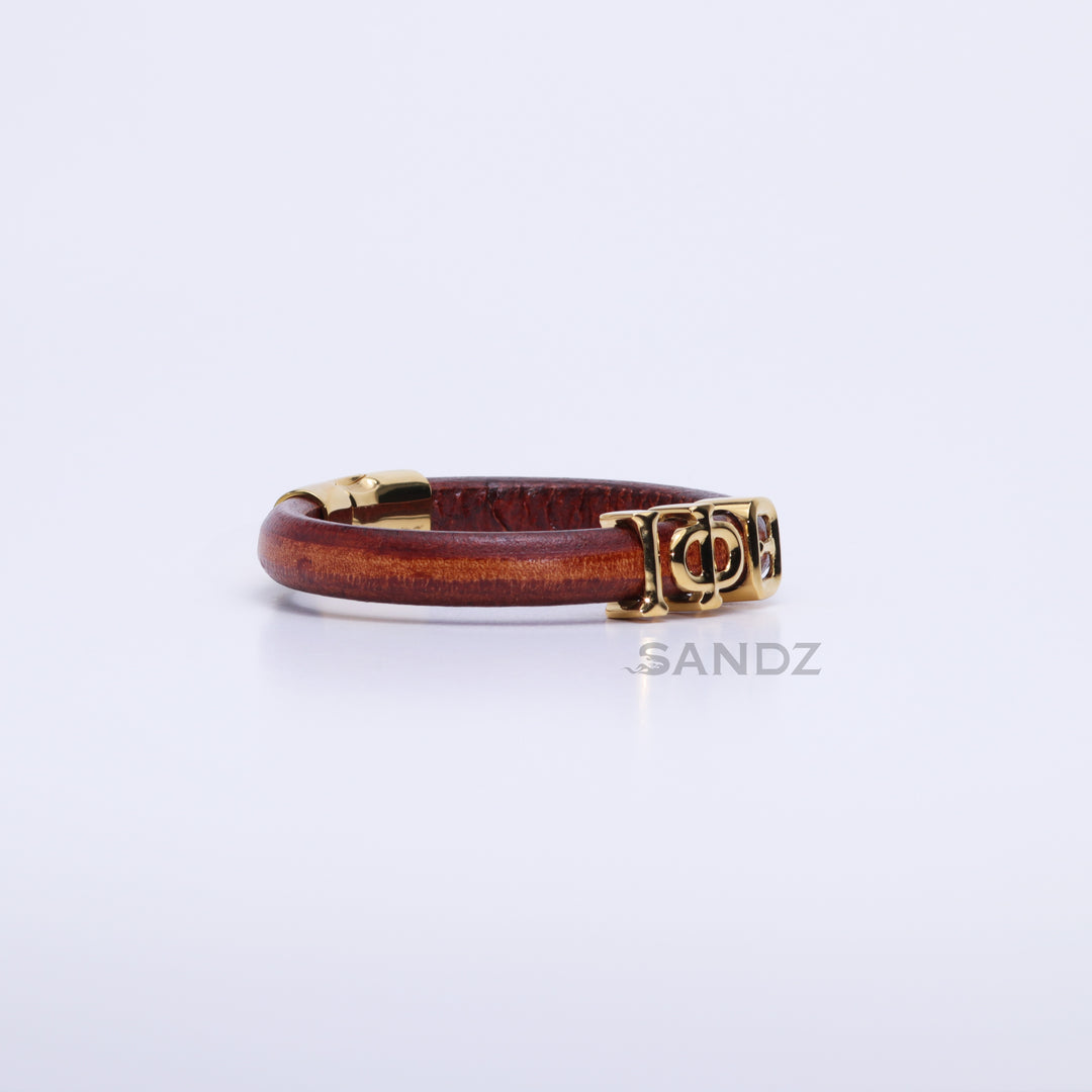 Iota Phi Theta Men's Prophtye 2.0 - Tobacco leather bracelet by SANDZ