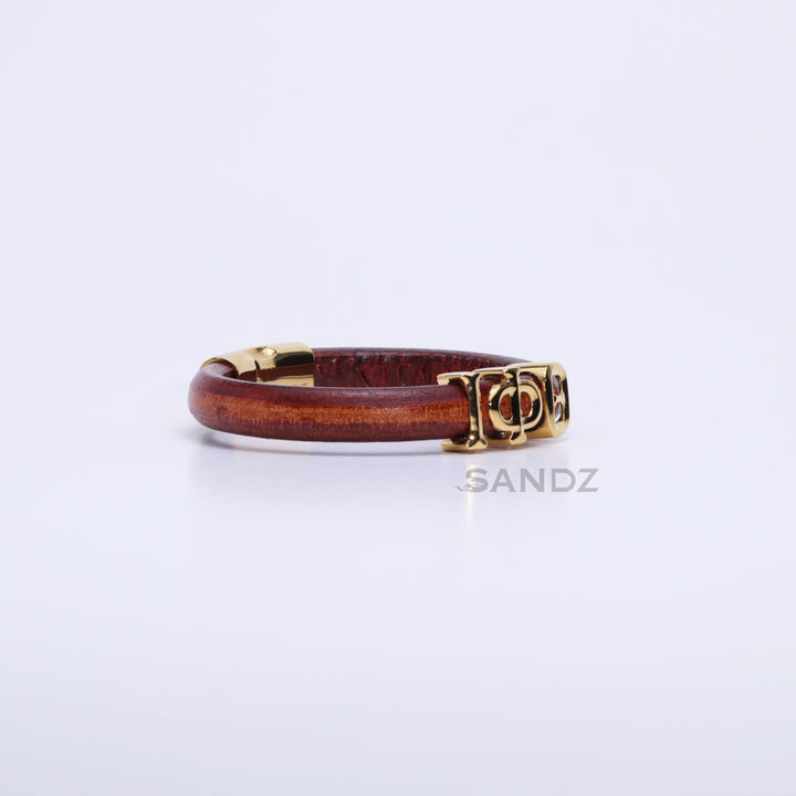 Iota Phi Theta Men's Prophtye 2.0 - Tobacco leather bracelet by SANDZ