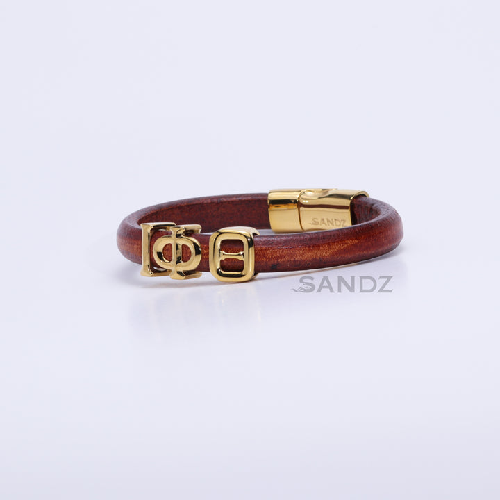 Iota Phi Theta Men's Prophtye 2.0 - Tobacco leather bracelet by SANDZ