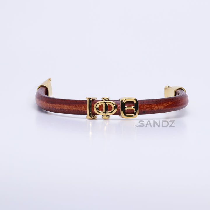 Iota Phi Theta Men's Prophtye 2.0 - Tobacco leather bracelet by SANDZ