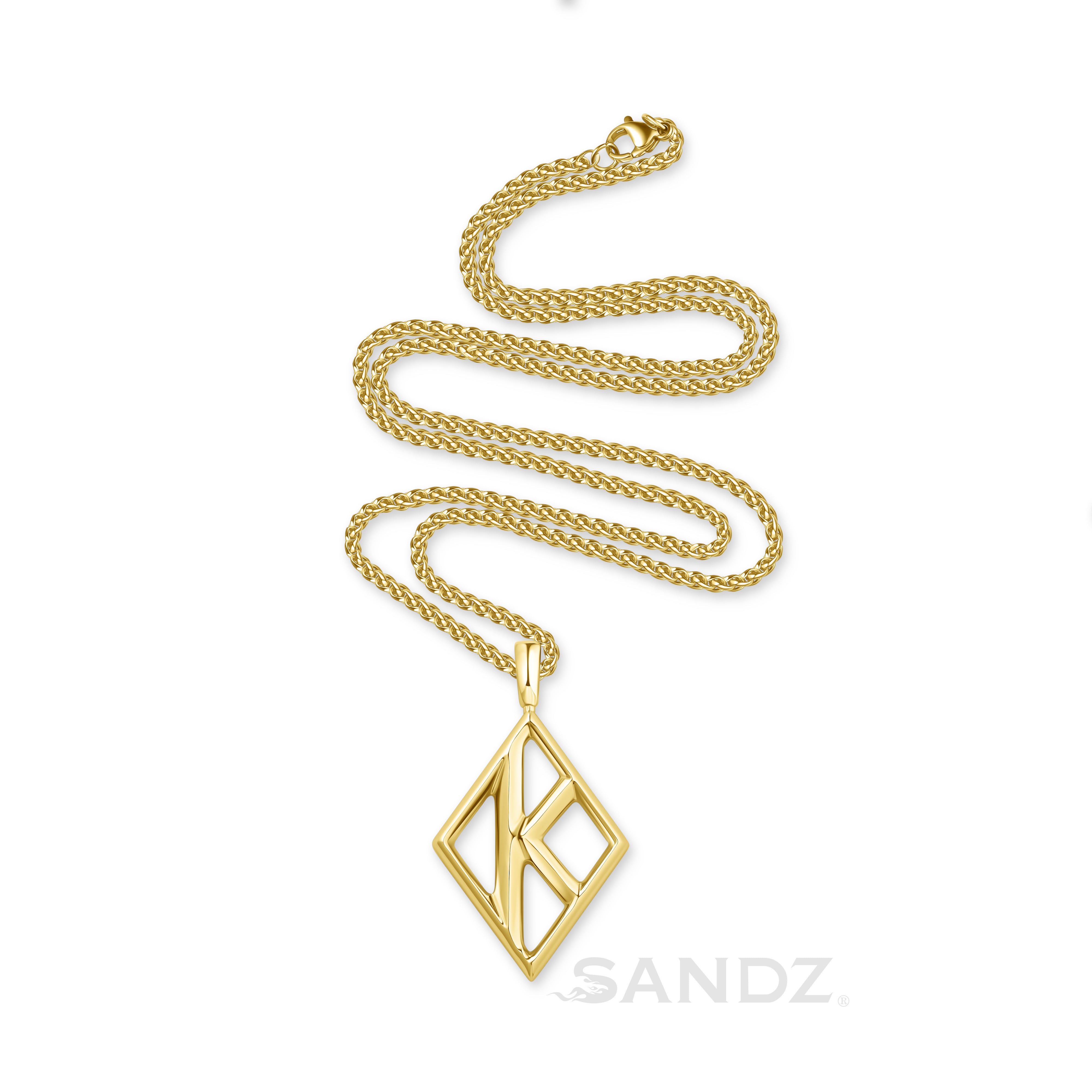 Kappa Alpha Psi Diamond K pendant necklace, men's stainless steel