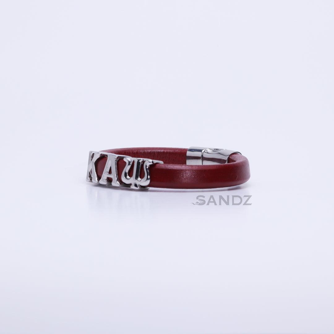 Kappa Alpha Psi Men's Prophyte 2.0 - Crimson leather bracelet by SANDZ