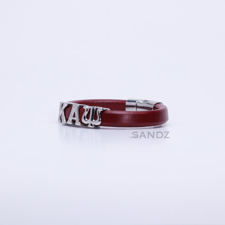 Kappa Alpha Psi Men's Prophyte 2.0 - Crimson leather bracelet by SANDZ