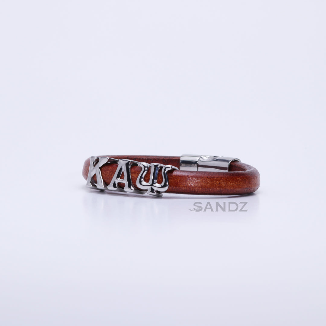 Kappa Alpha Psi Men's Prophyte 2.0 - Tobacco color leather bracelet by SANDZ