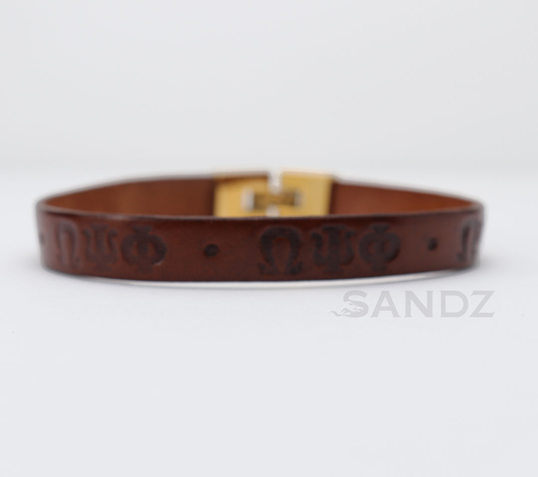 Omega Psi Phi Fraternity 10mm leather flat bracelet
