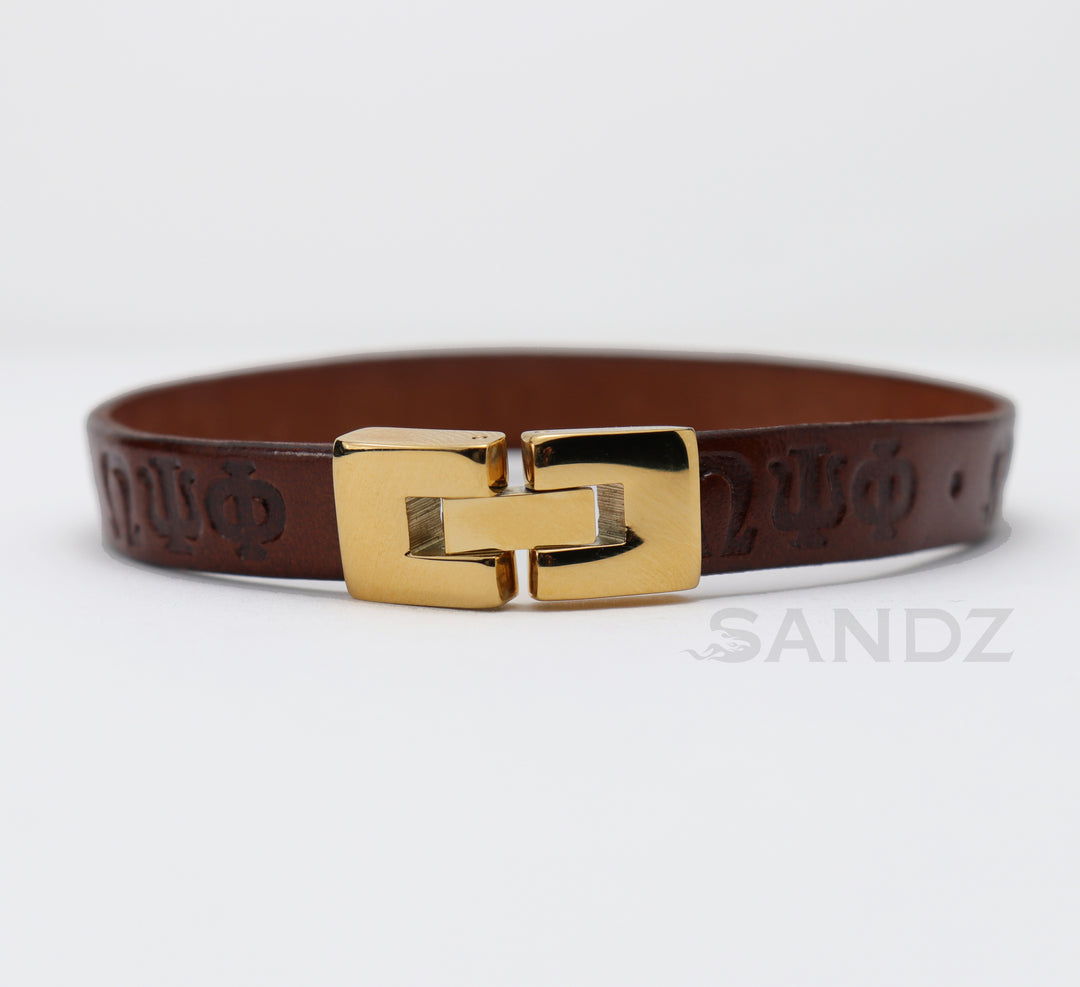 Omega Psi Phi Fraternity 10mm leather flat bracelet