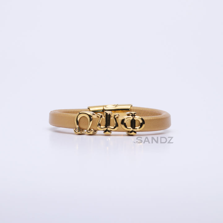 Omega Psi Phi Men's Prophyte 2.0 - Gold leather bracelet by SANDZ