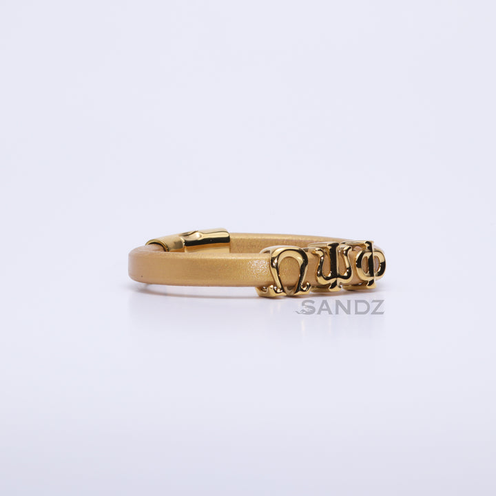 Omega Psi Phi Men's Prophyte 2.0 - Gold leather bracelet by SANDZ