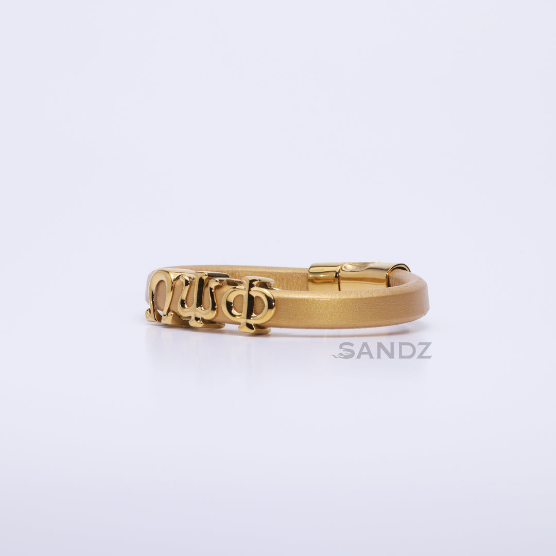 Omega Psi Phi Men's Prophyte 2.0 - Gold leather bracelet by SANDZ