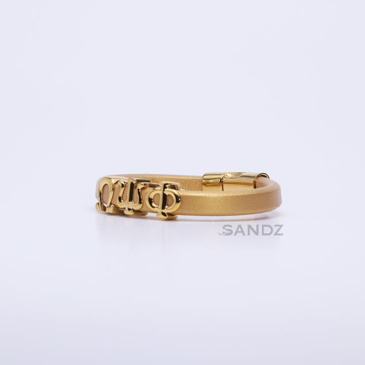 Omega Psi Phi Men's Prophyte 2.0 - Gold leather bracelet by SANDZ