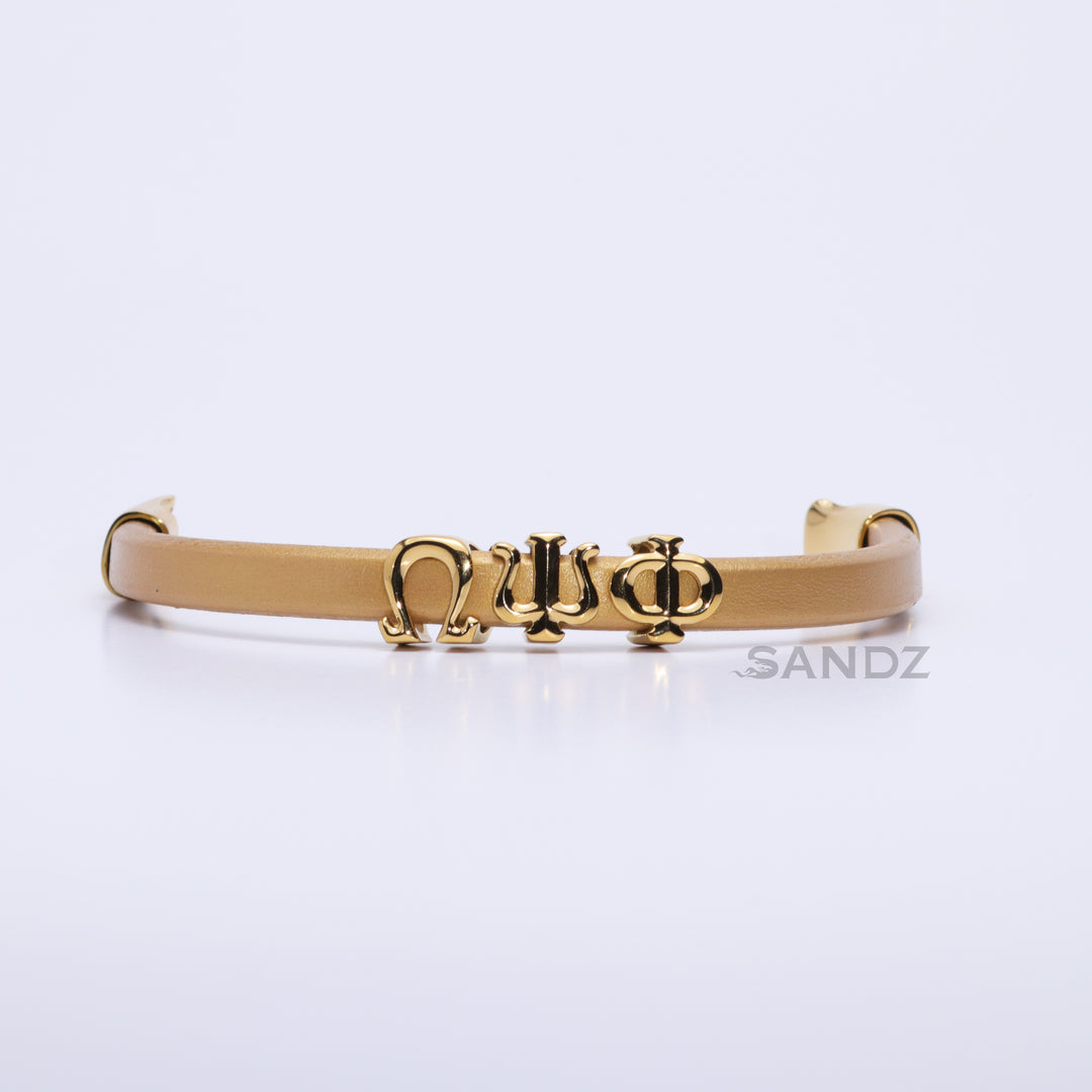 Omega Psi Phi Men's Prophyte 2.0 - Gold leather bracelet by SANDZ