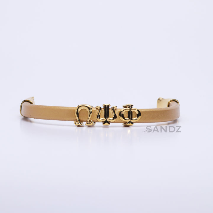 Omega Psi Phi Men's Prophyte 2.0 - Gold leather bracelet by SANDZ