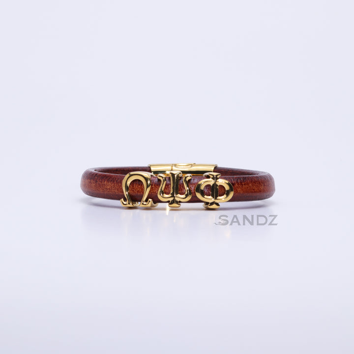 Omega Psi Phi Men's Prophyte 2.0 - Tobacco leather bracelet by SANDZ