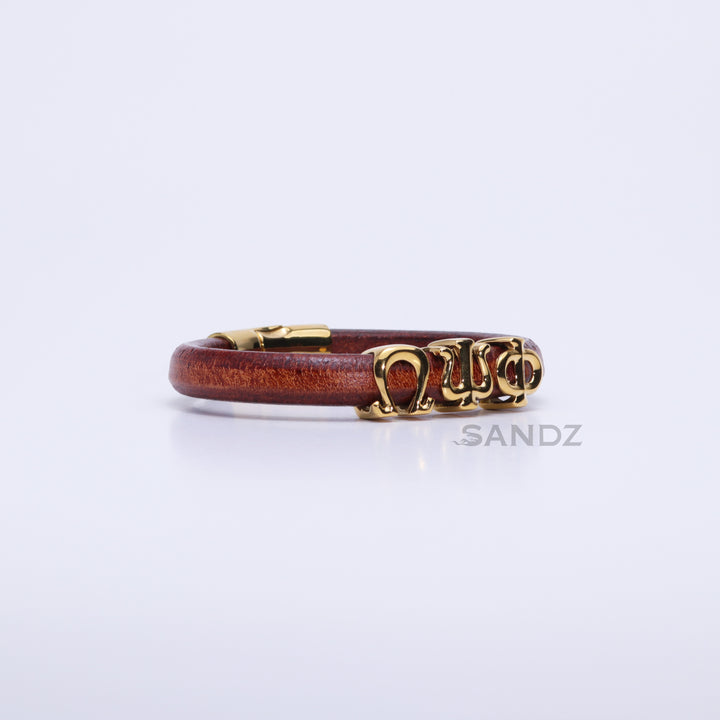 Omega Psi Phi Men's Prophyte 2.0 - Tobacco leather bracelet by SANDZ