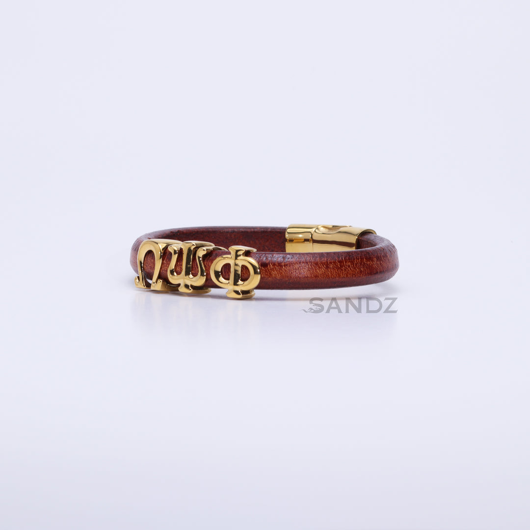 Omega Psi Phi Men's Prophyte 2.0 - Tobacco leather bracelet by SANDZ