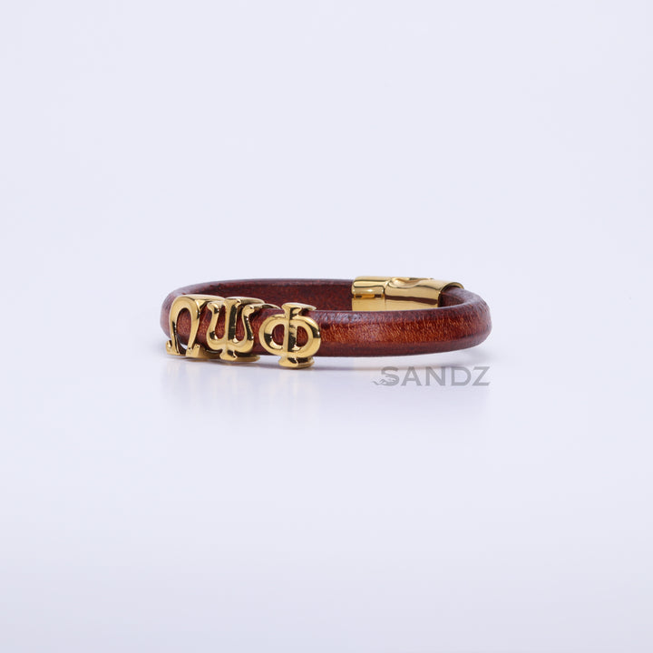 Omega Psi Phi Men's Prophyte 2.0 - Tobacco leather bracelet by SANDZ