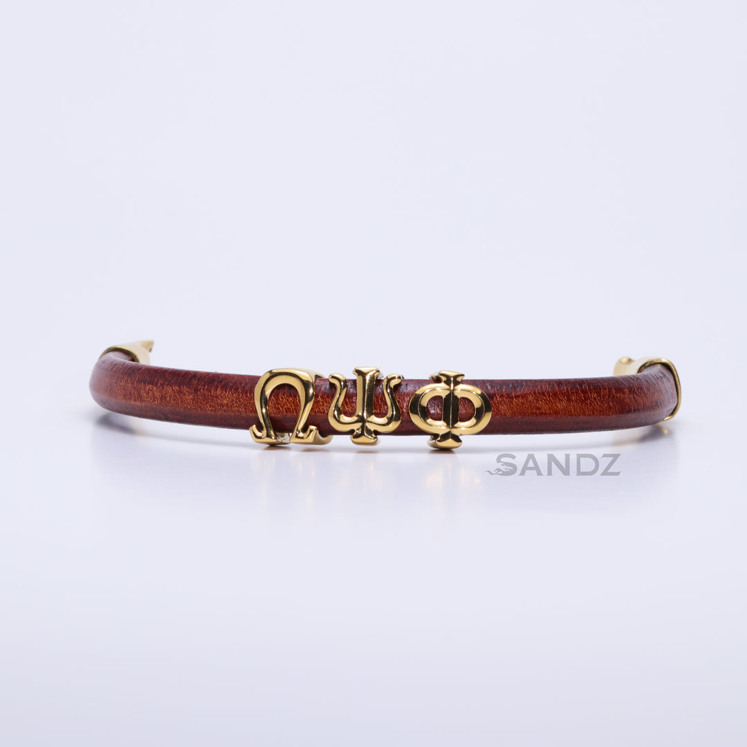Omega Psi Phi Men's Prophyte 2.0 - Tobacco leather bracelet by SANDZ