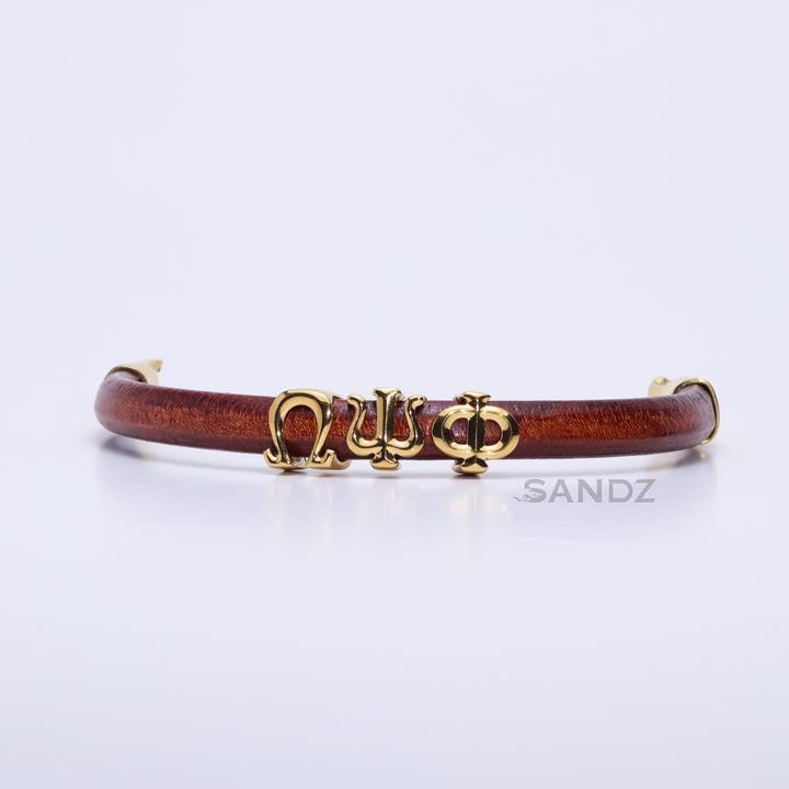Omega Psi Phi Men's Prophyte 2.0 - Tobacco leather bracelet by SANDZ