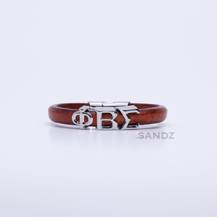 Phi Beta Sigma Men's Prophtye 2.0 - Tobacco leather bracelet by SANDZ