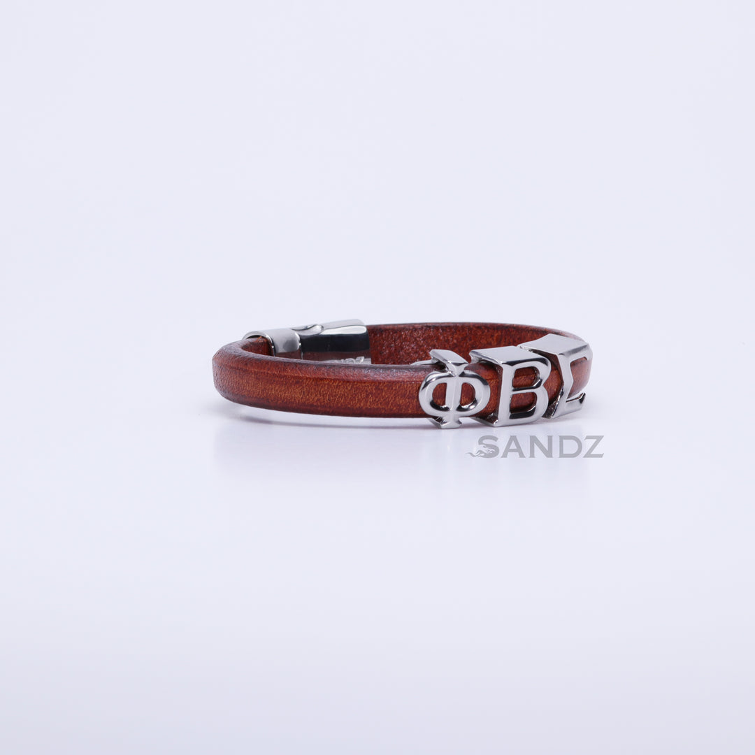 Phi Beta Sigma Men's Prophtye 2.0 - Tobacco leather bracelet by SANDZ