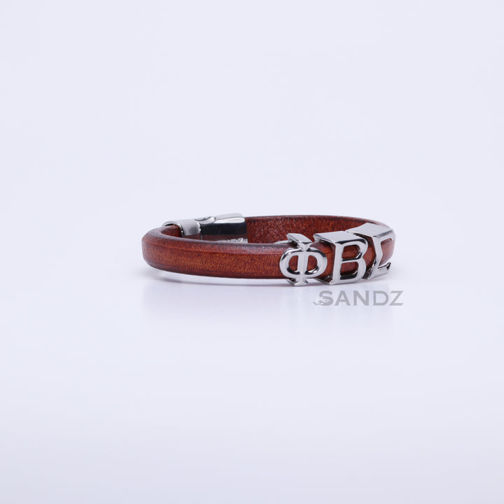 Phi Beta Sigma Men's Prophtye 2.0 - Tobacco leather bracelet by SANDZ