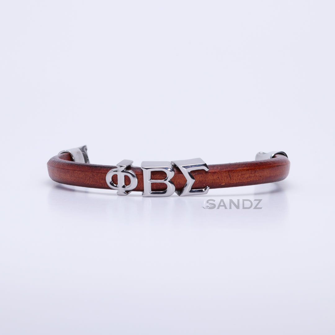 Phi Beta Sigma Men's Prophtye 2.0 - Tobacco leather bracelet by SANDZ