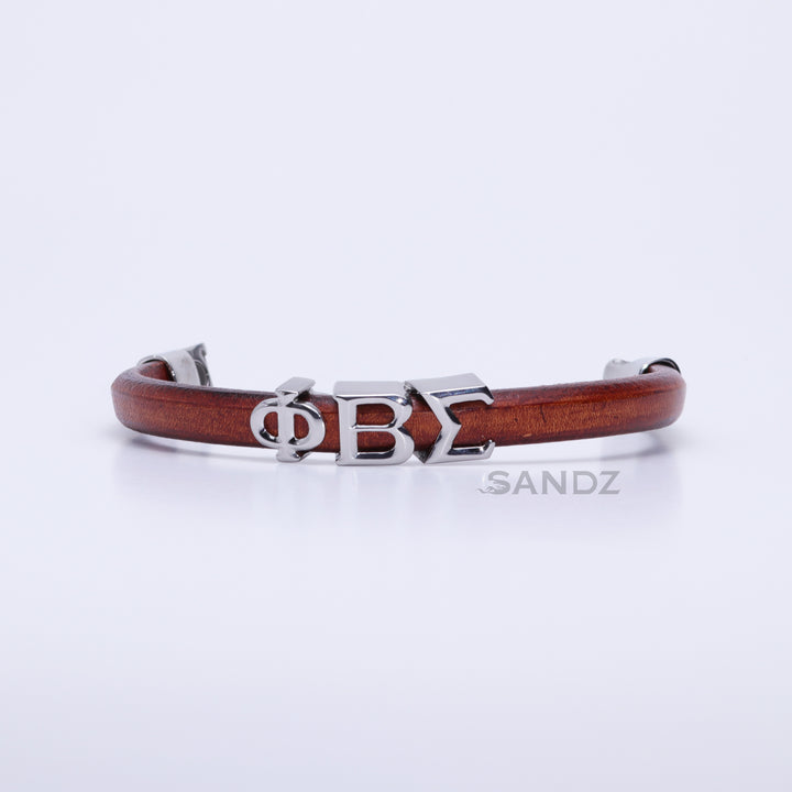 Phi Beta Sigma Men's Prophtye 2.0 - Tobacco leather bracelet by SANDZ