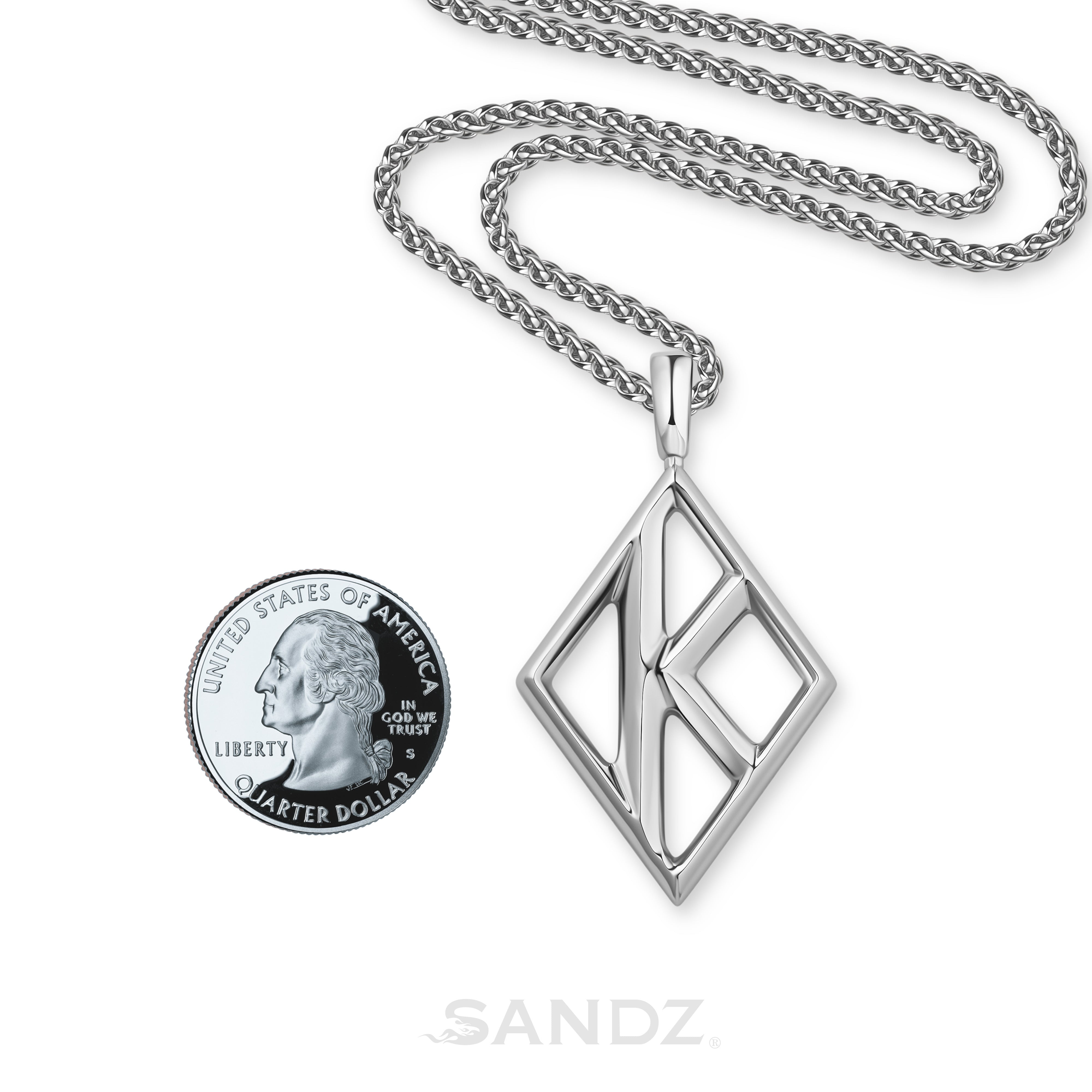 Kappa Alpha Psi Diamond K pendant necklace, men's stainless steel