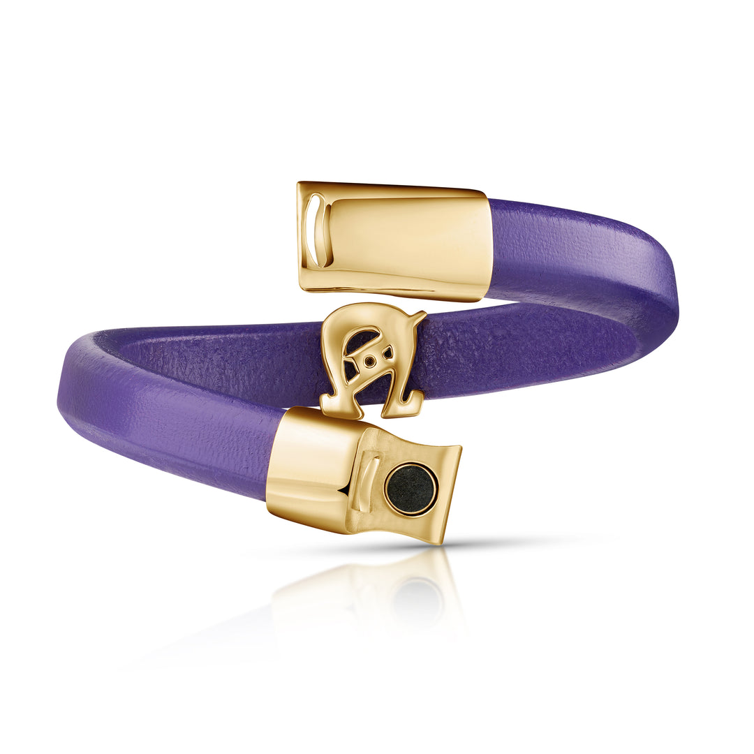 Omega Phi Phi Leather Bracelet: Omega Lightning Bolt charm