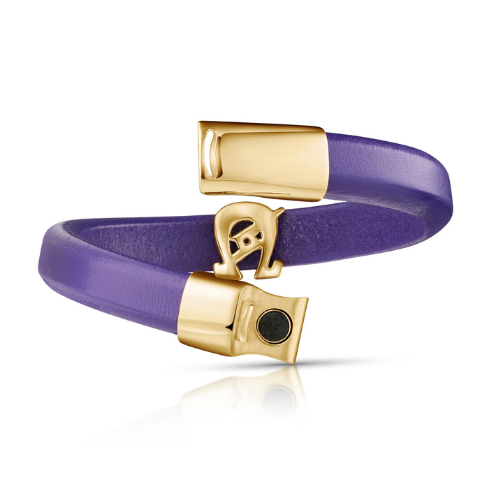 Omega Phi Phi Leather Bracelet: Omega Lightning Bolt charm