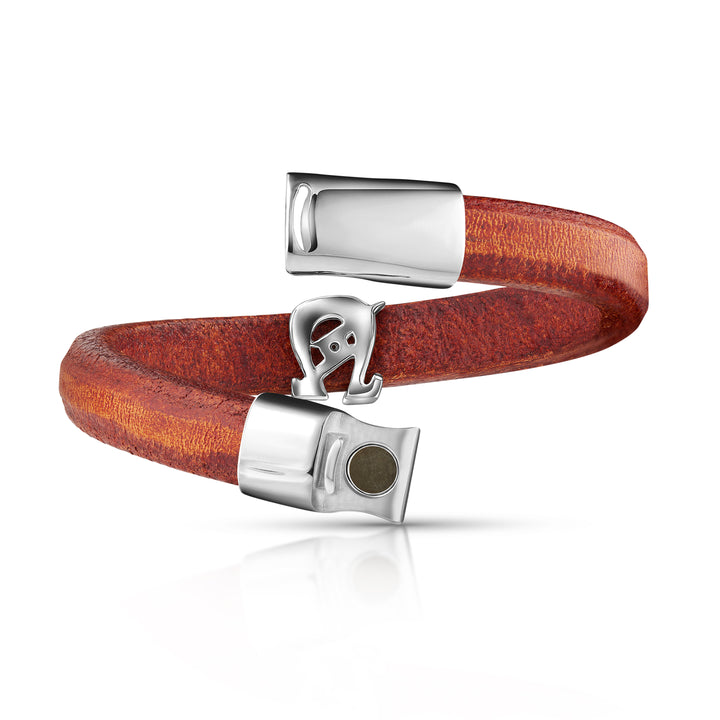 Omega Phi Phi Leather Bracelet: Omega Lightning Bolt charm