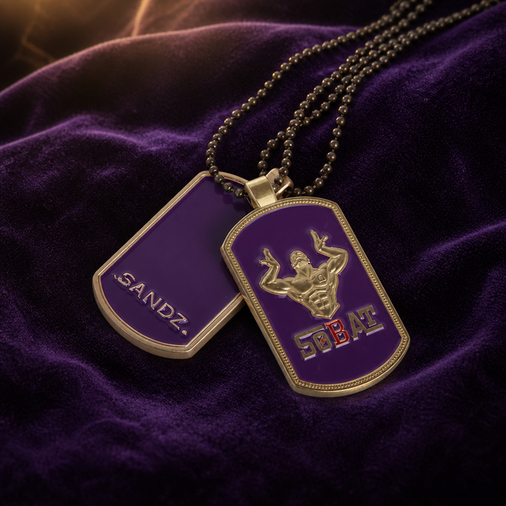 Omega Psi Phi Fraternity Dog Tag Necklace – Sons of Blood and Thunder (SOBAT) Pendant