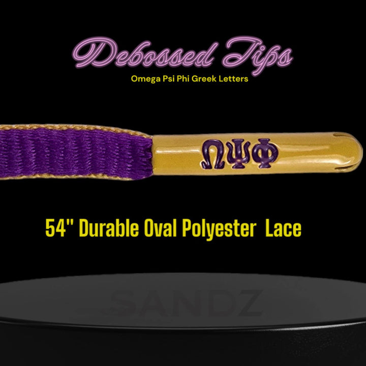 Omega Psi Phi Purple and Gold Oval Shoelaces