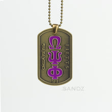 Omega Psi Phi Medallion / Dog Tag , embossed Greek letters with motto FIETTS and 1911