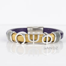 Omega Psi Phi leather bracelet "SANDZ" 7RD - Silver