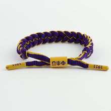 Omega Psi Phi bracelet featuring ΩΨΦ centerpiece and end caps embossed with 1911 braided paracord, adjustable, gift for Omegas, Da Bruhz only at www.thesandz.com
