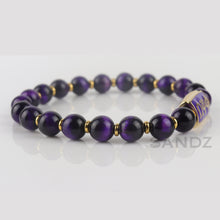 Omega Psi Phi Purple Tiger Eye stone bead bracelet